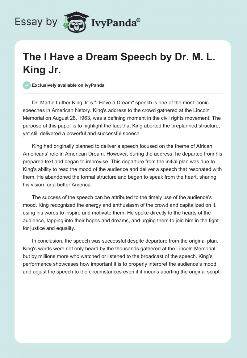 The "I Have a Dream" Speech by Dr. M. L. King Jr.. Page 1