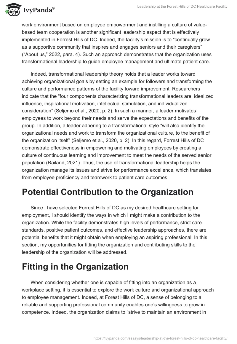 Leadership at the Forest Hills of DC Healthcare Facility. Page 2