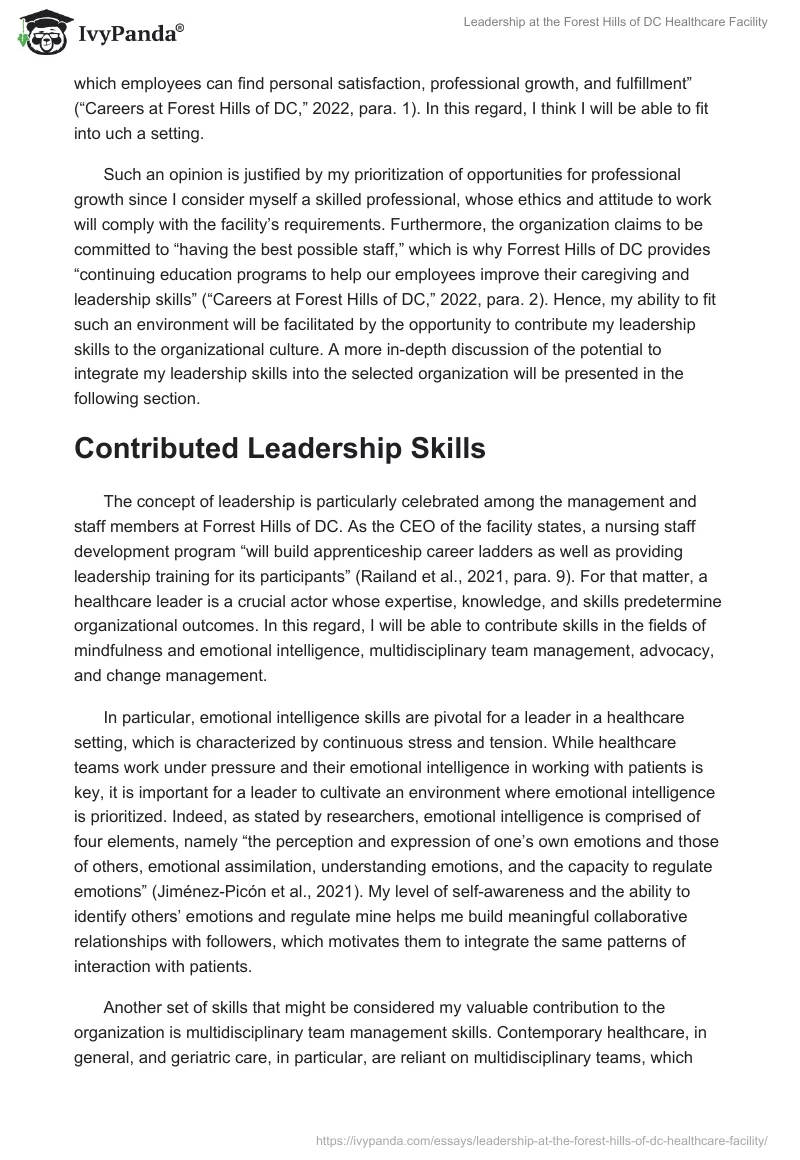 Leadership at the Forest Hills of DC Healthcare Facility. Page 3