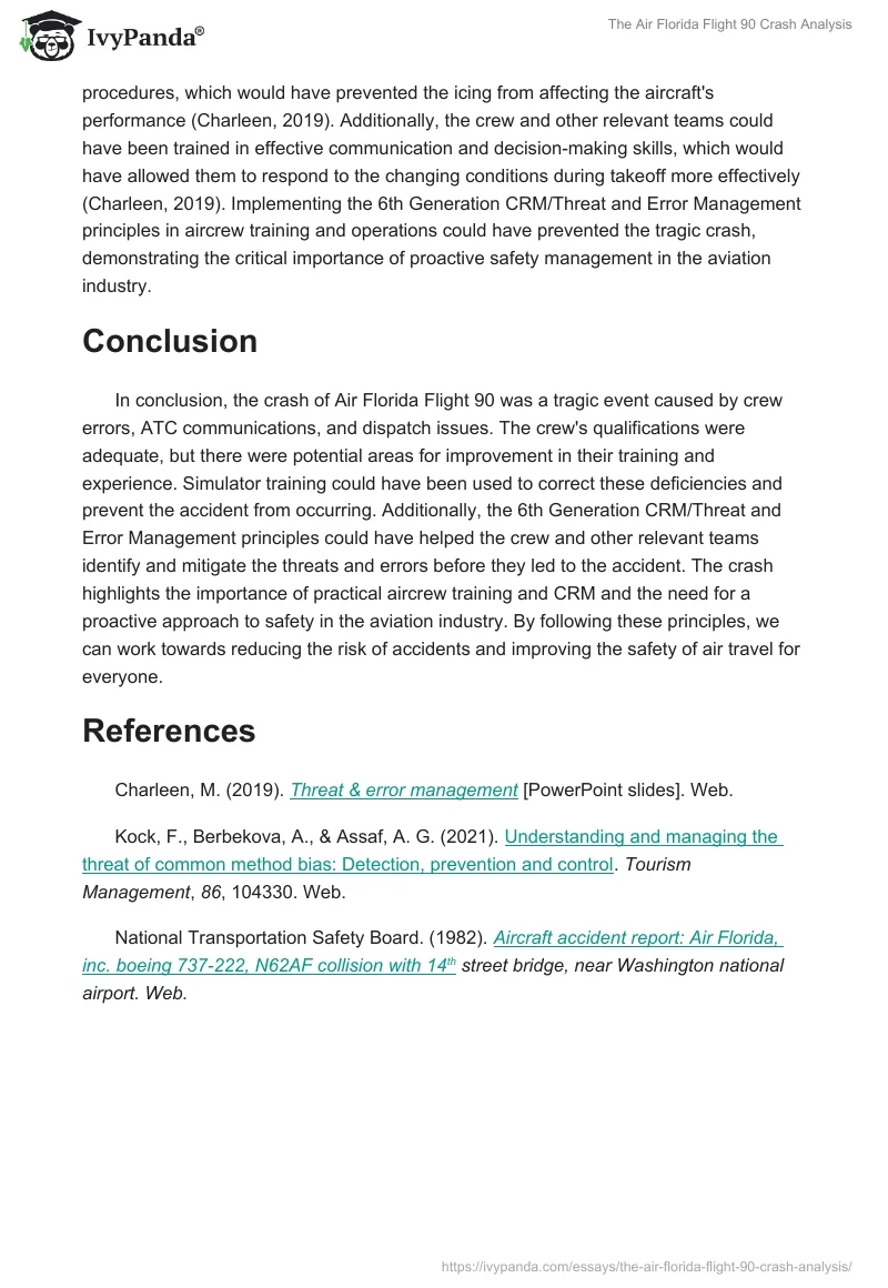 The Air Florida Flight 90 Crash Analysis. Page 3