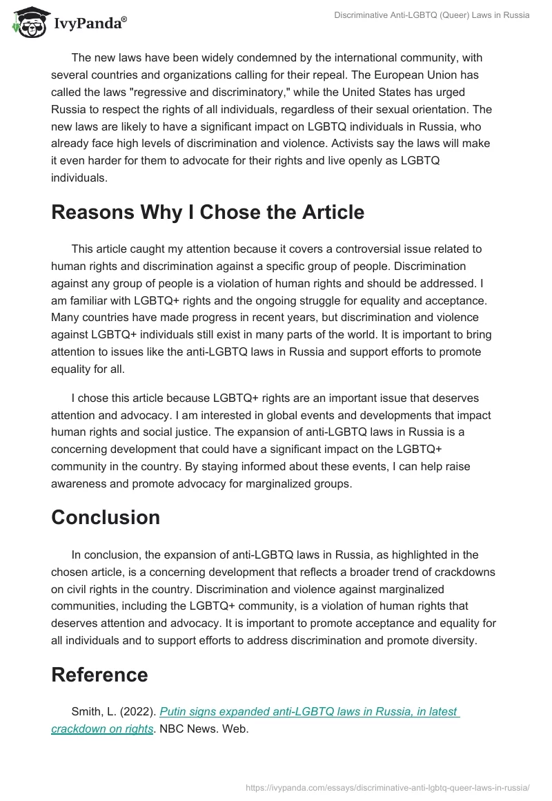 Discriminative Anti-LGBTQ (Queer) Laws in Russia. Page 2