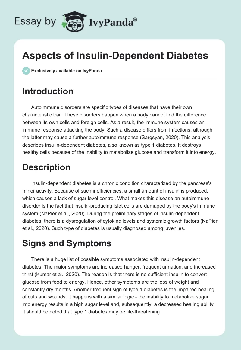 Aspects of Insulin-Dependent Diabetes. Page 1