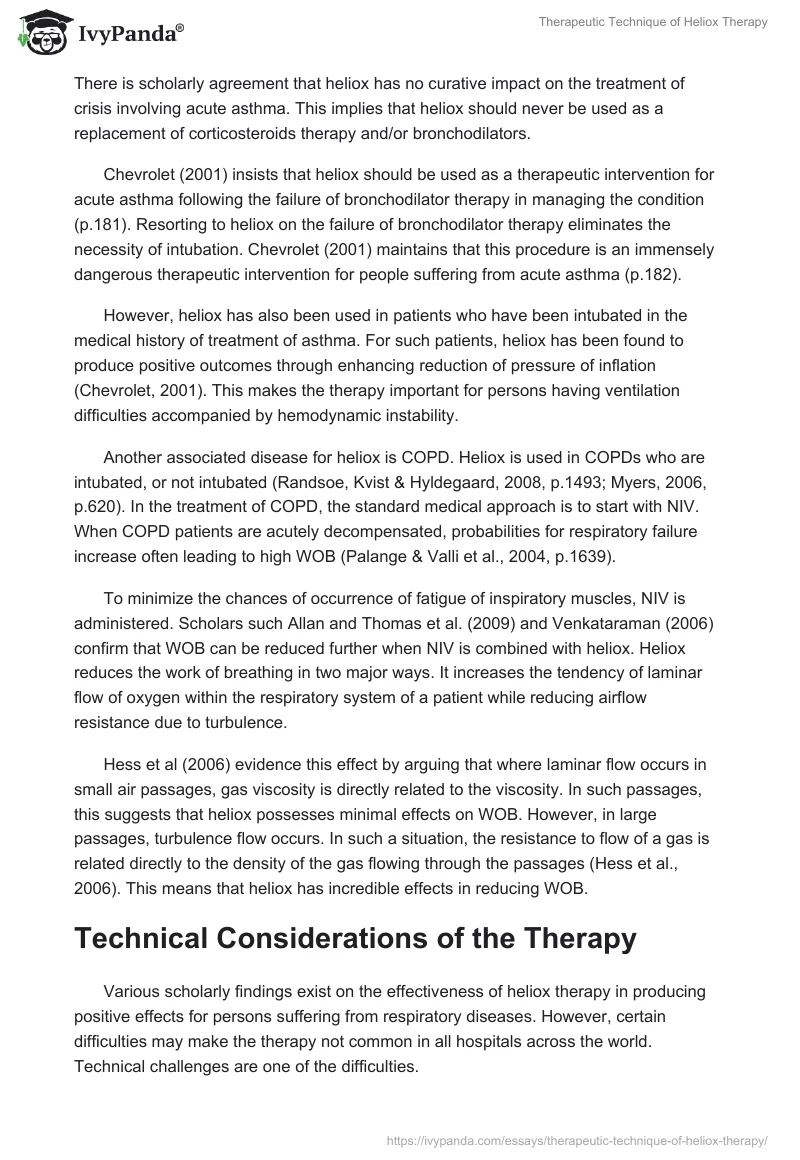 Therapeutic Technique of Heliox Therapy. Page 3