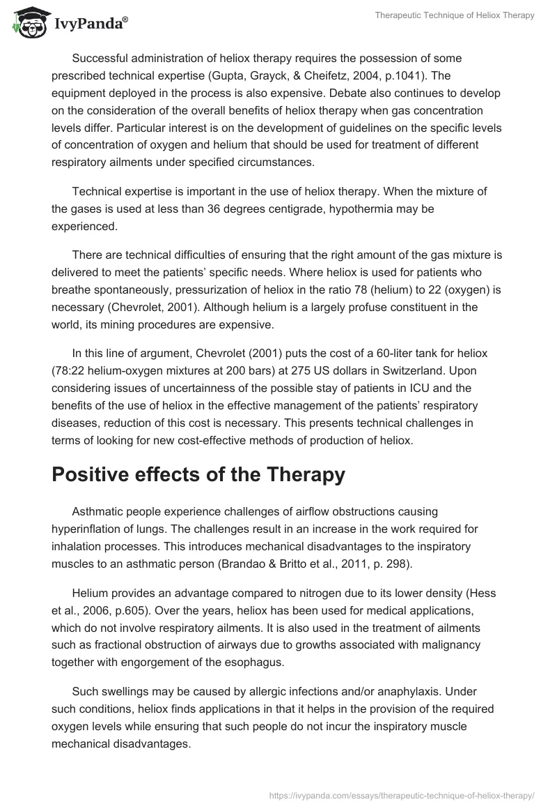 Therapeutic Technique of Heliox Therapy. Page 4
