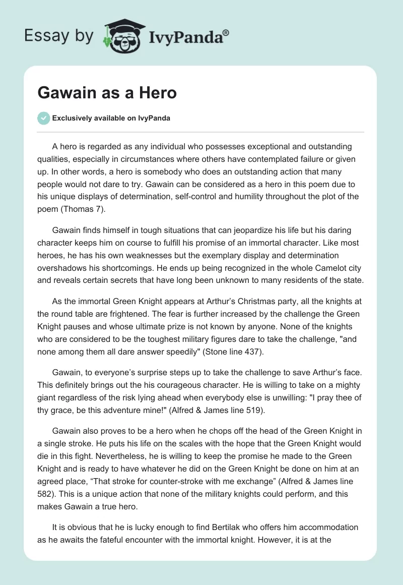 Gawain as a Hero. Page 1