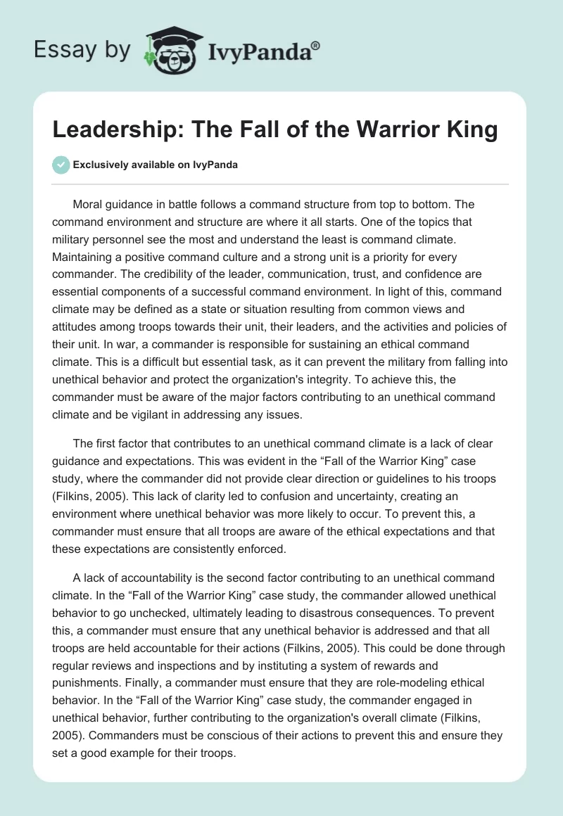 Leadership: The Fall of the Warrior King. Page 1