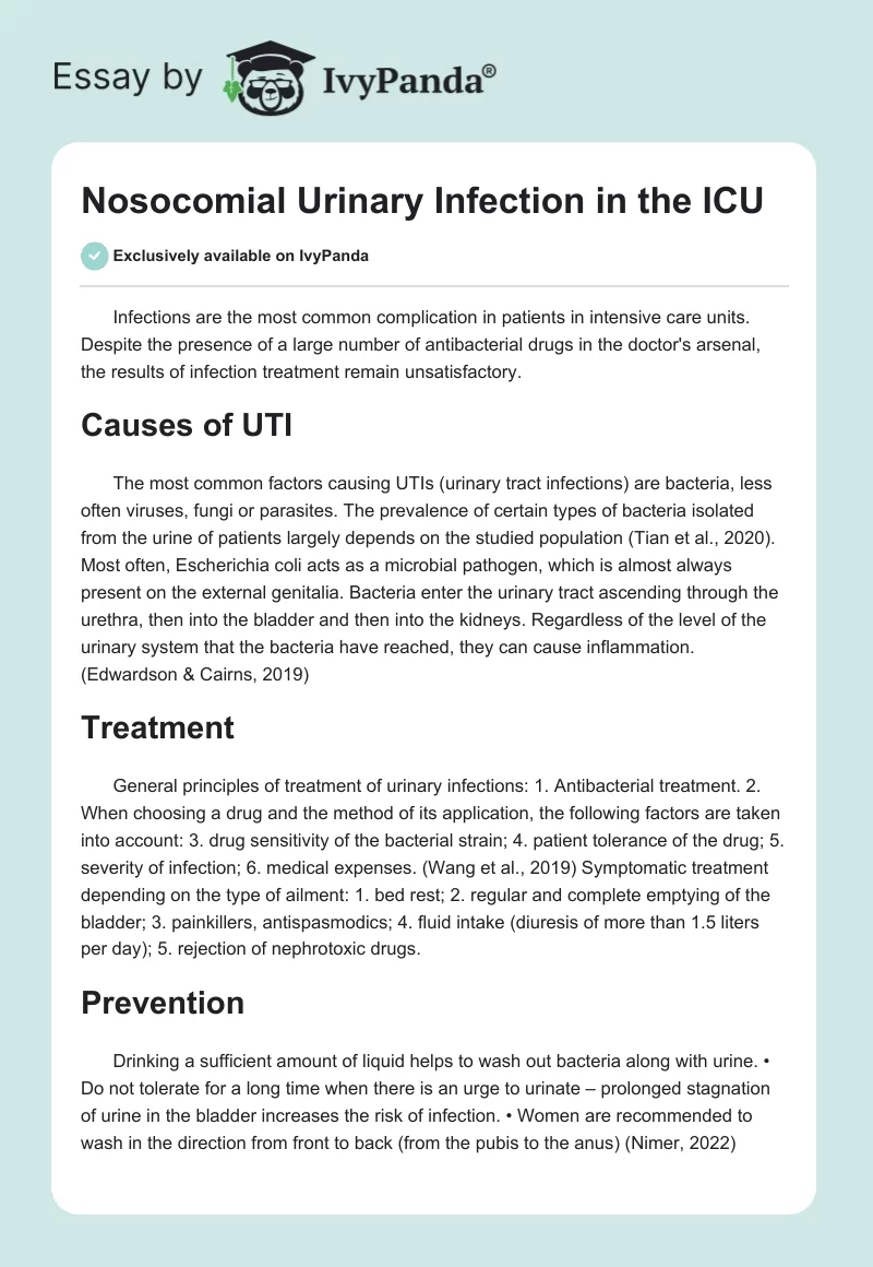 Nosocomial Urinary Infection in the ICU. Page 1