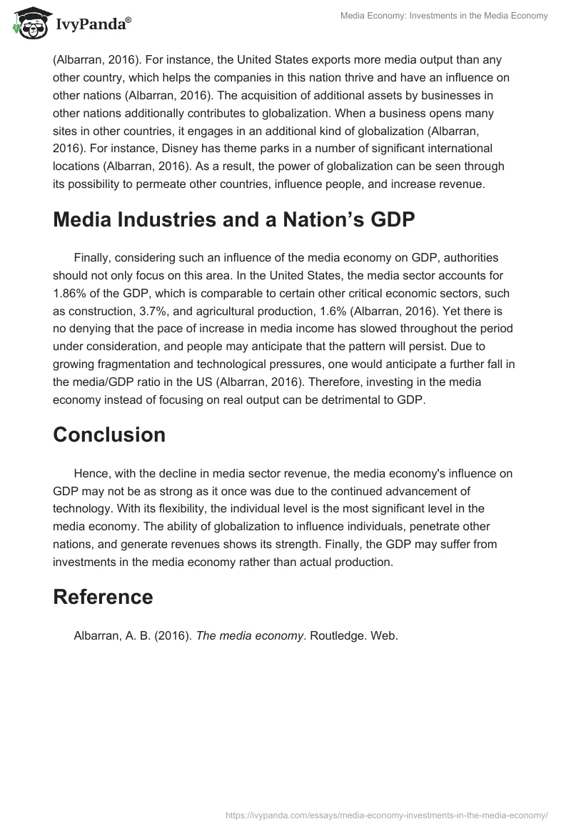 Media Economy: Investments in the Media Economy. Page 2