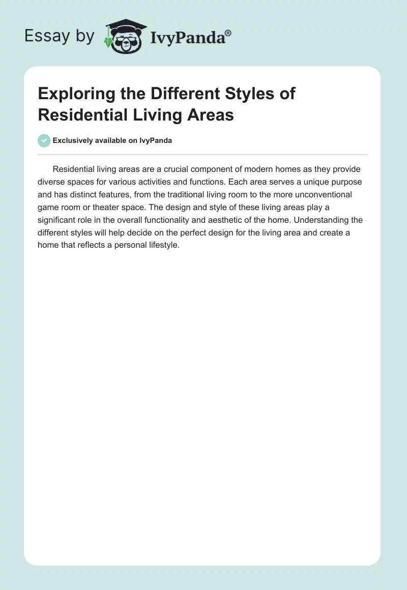 Exploring the Different Styles of Residential Living Areas. Page 1