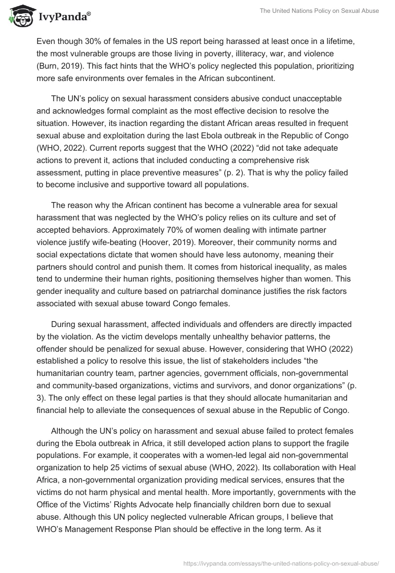 The United Nations Policy on Sexual Abuse. Page 2