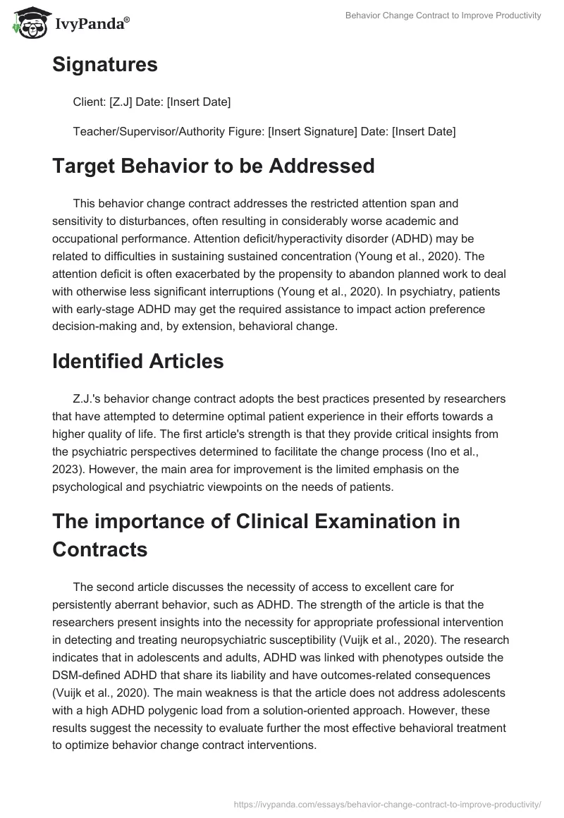 Behavior Change Contract to Improve Productivity. Page 3