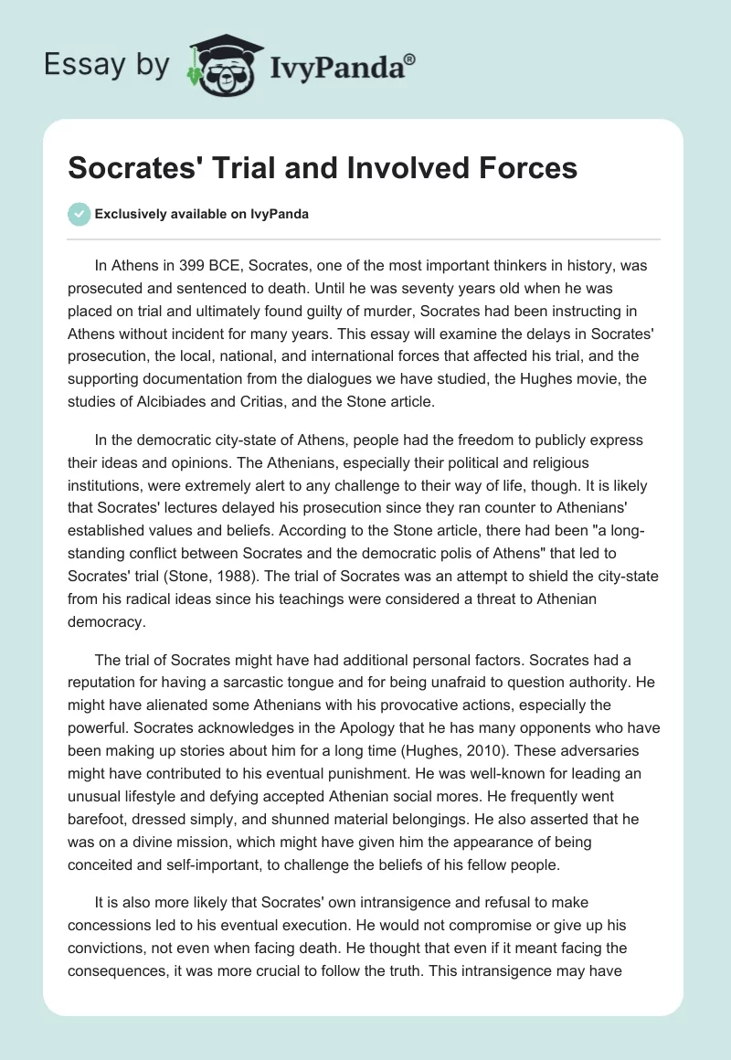 Socrates' Trial and Involved Forces. Page 1