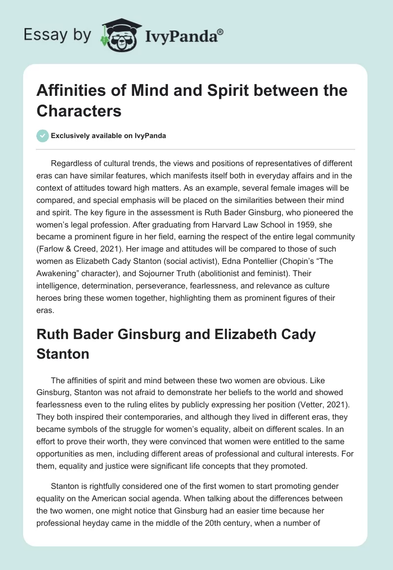Affinities of Mind and Spirit between the Characters. Page 1