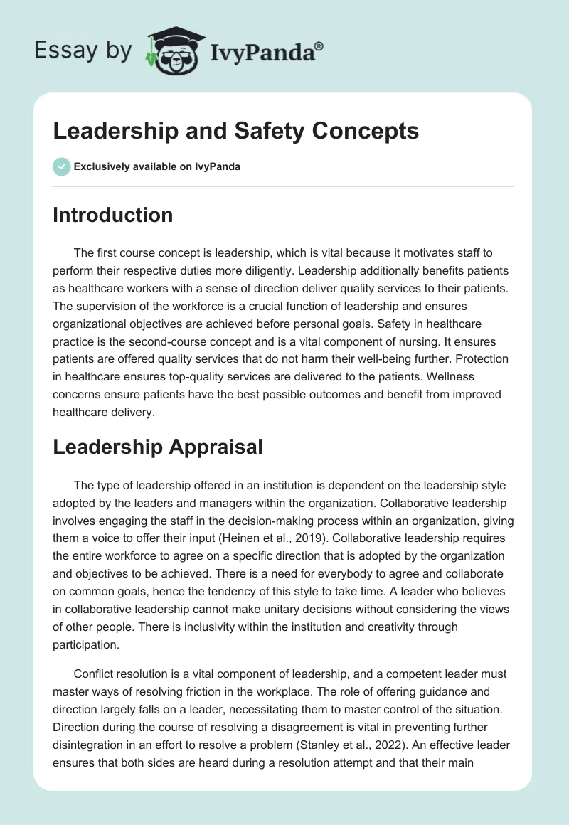 Leadership and Safety Concepts. Page 1