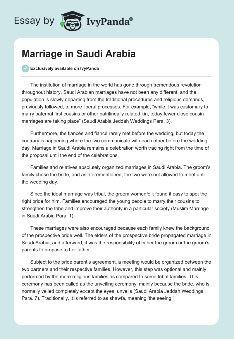 Marriage in Saudi Arabia. Page 1