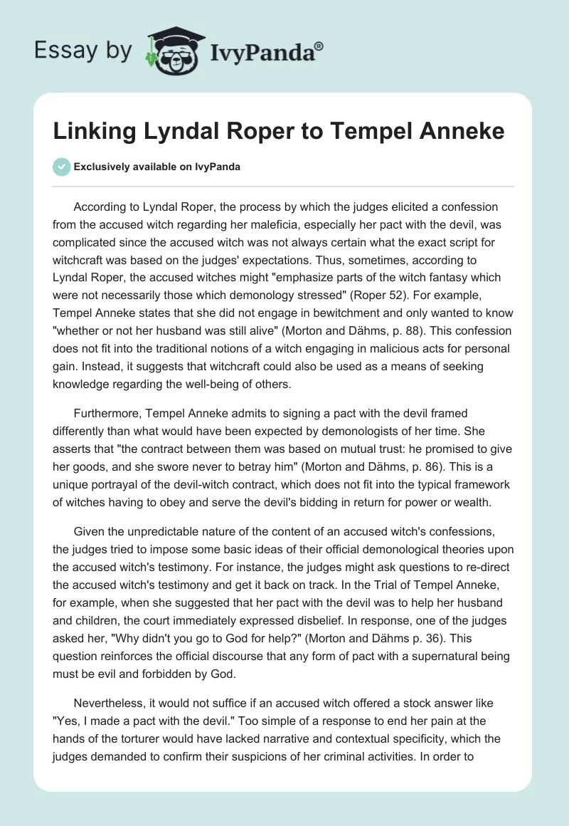 Linking Lyndal Roper to Tempel Anneke. Page 1
