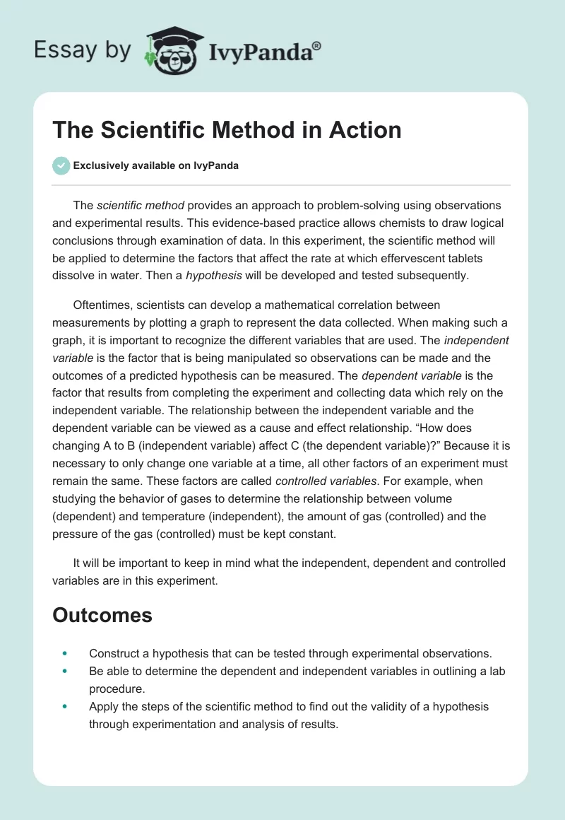 The Scientific Method in Action. Page 1