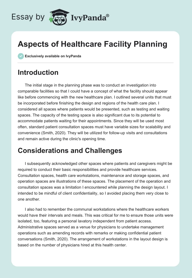 Aspects of Healthcare Facility Planning. Page 1