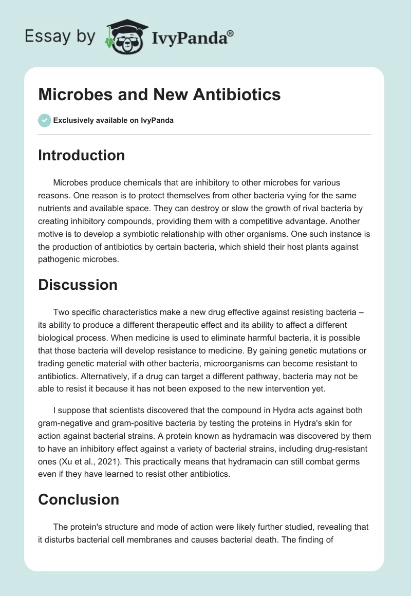 Microbes and New Antibiotics. Page 1
