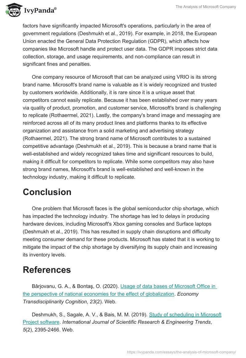The Analysis of Microsoft Company. Page 2