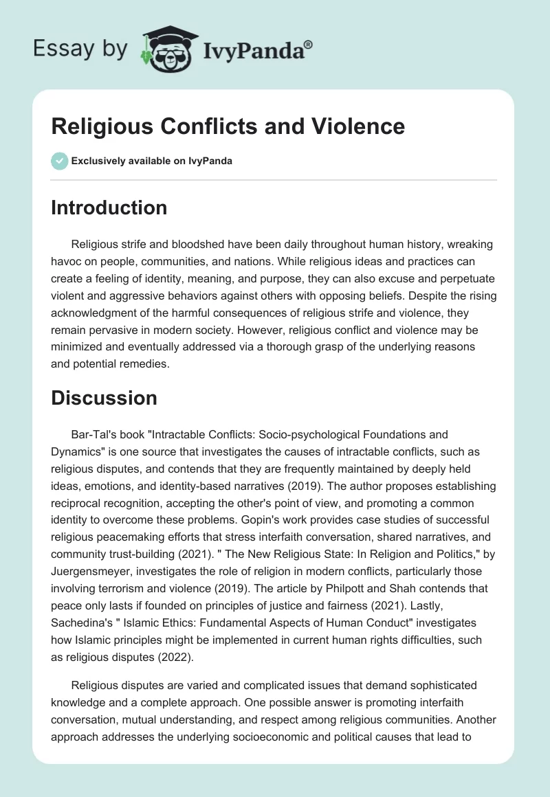 Religious Conflicts and Violence. Page 1