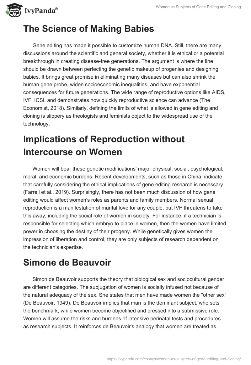 Women as Subjects of Gene Editing and Cloning. Page 2
