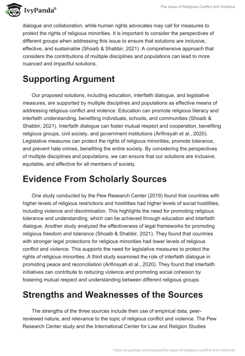 The Issue of Religious Conflict and Violence. Page 2