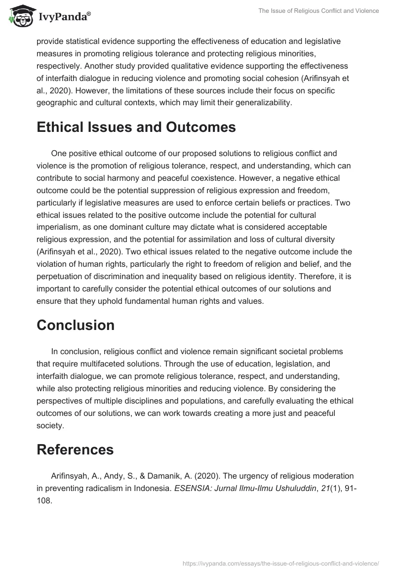 The Issue of Religious Conflict and Violence. Page 3