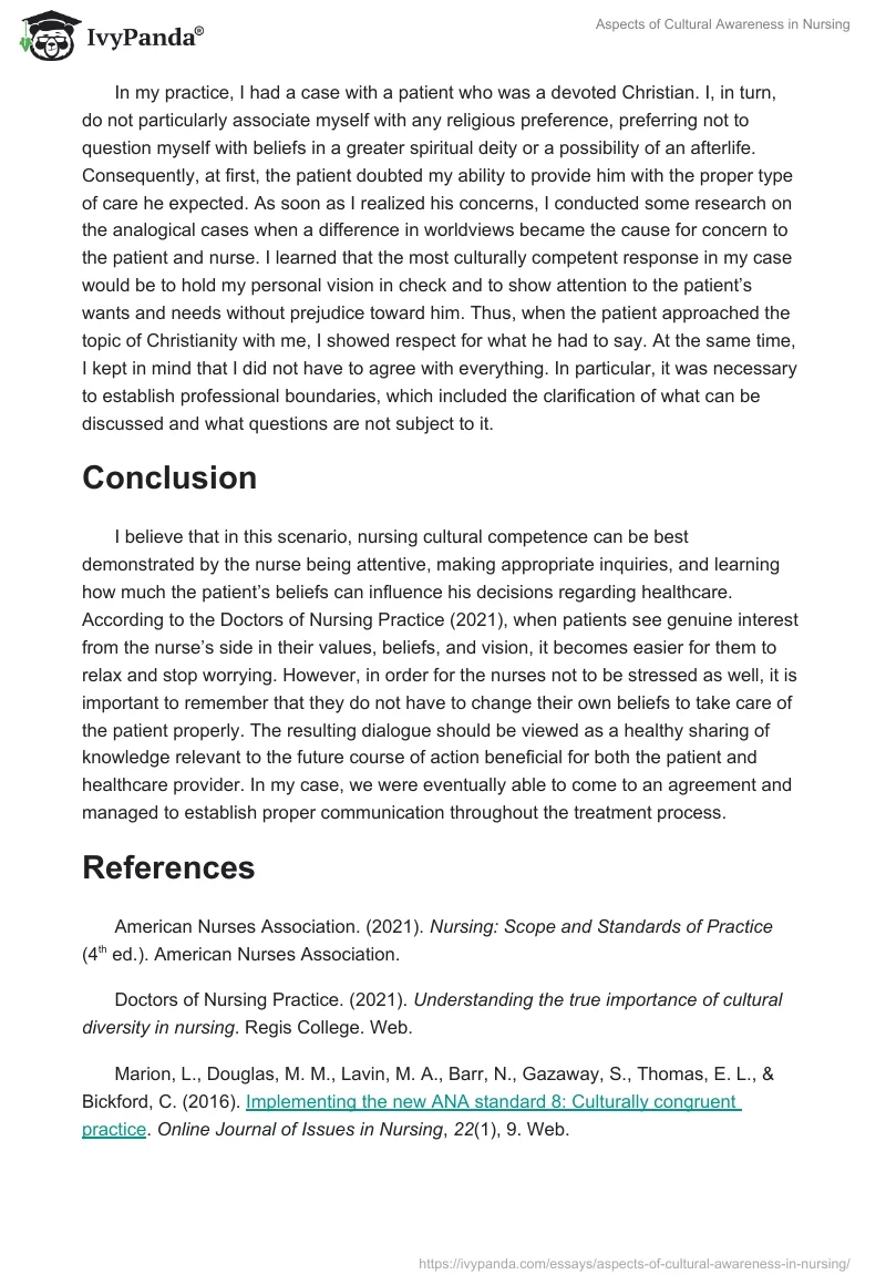 Aspects of Cultural Awareness in Nursing. Page 2