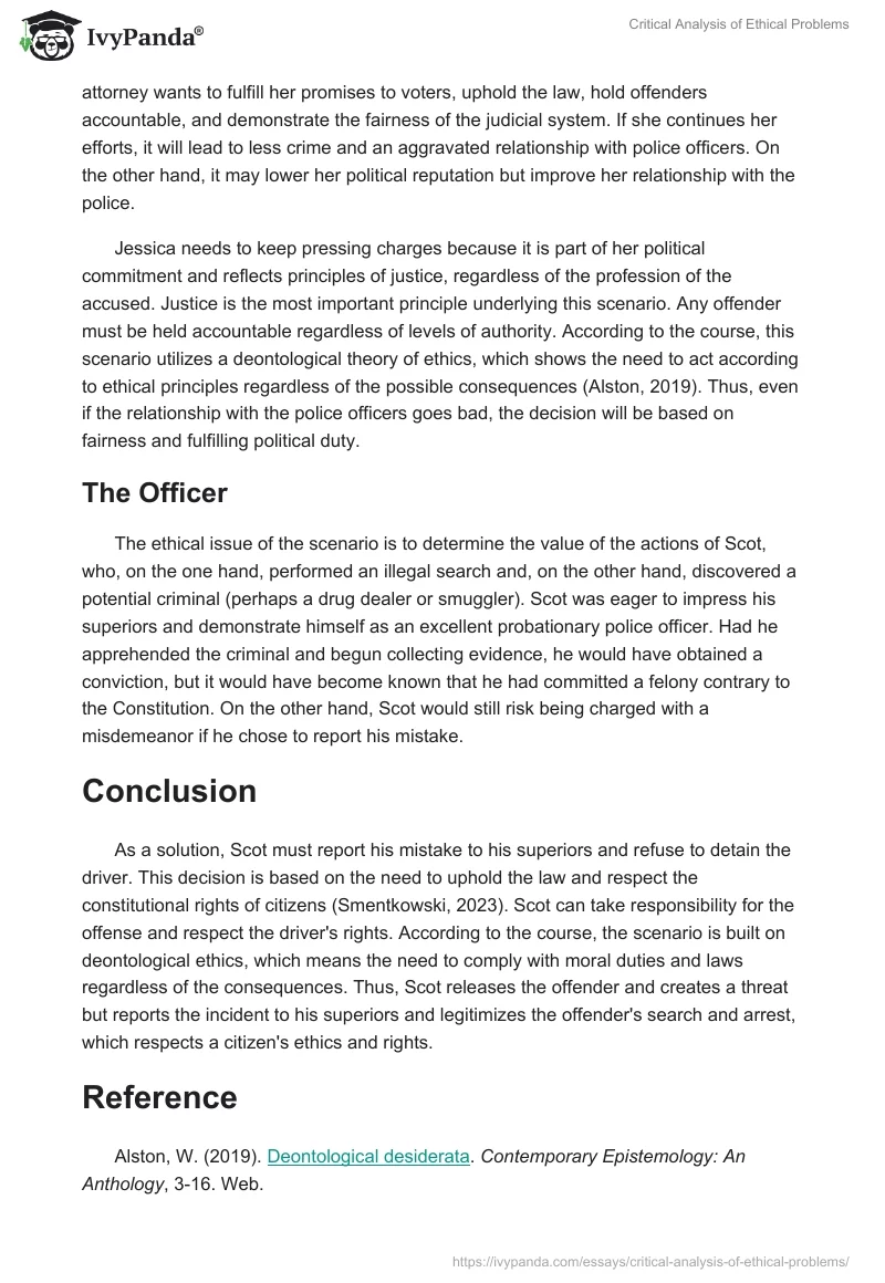 Critical Analysis of Ethical Problems. Page 2