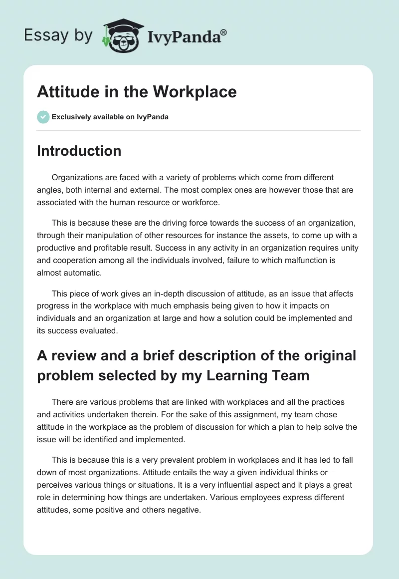 Attitude in the Workplace. Page 1