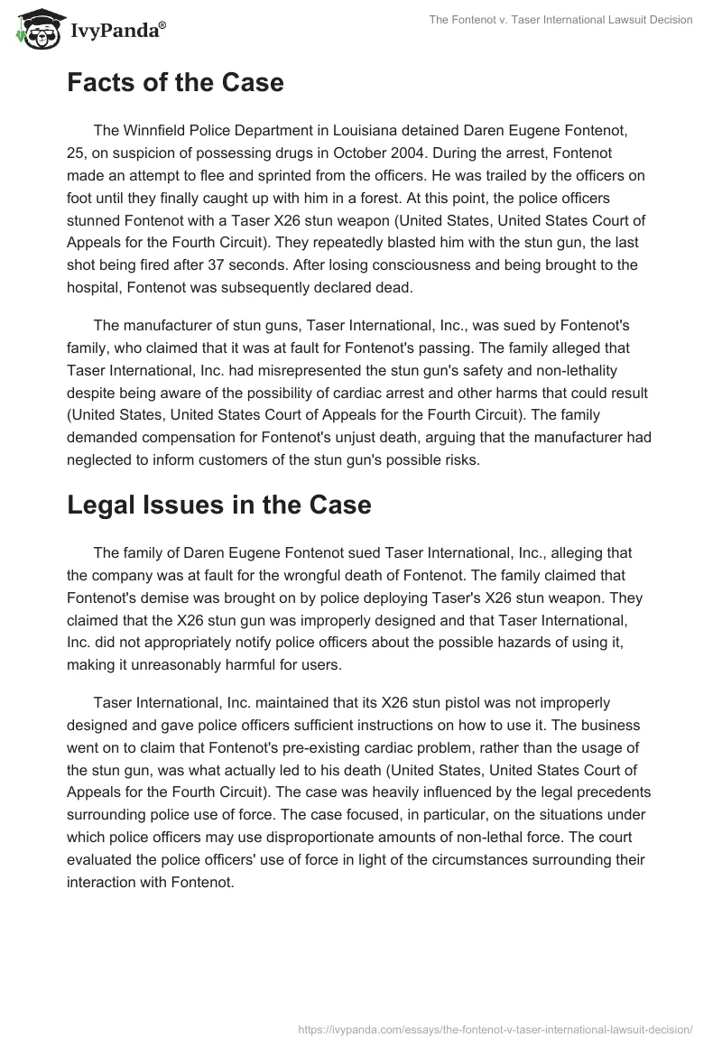 The Fontenot v. Taser International Lawsuit Decision. Page 2