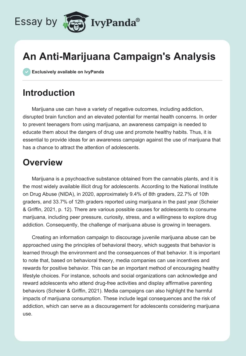 An Anti-Marijuana Campaign's Analysis. Page 1