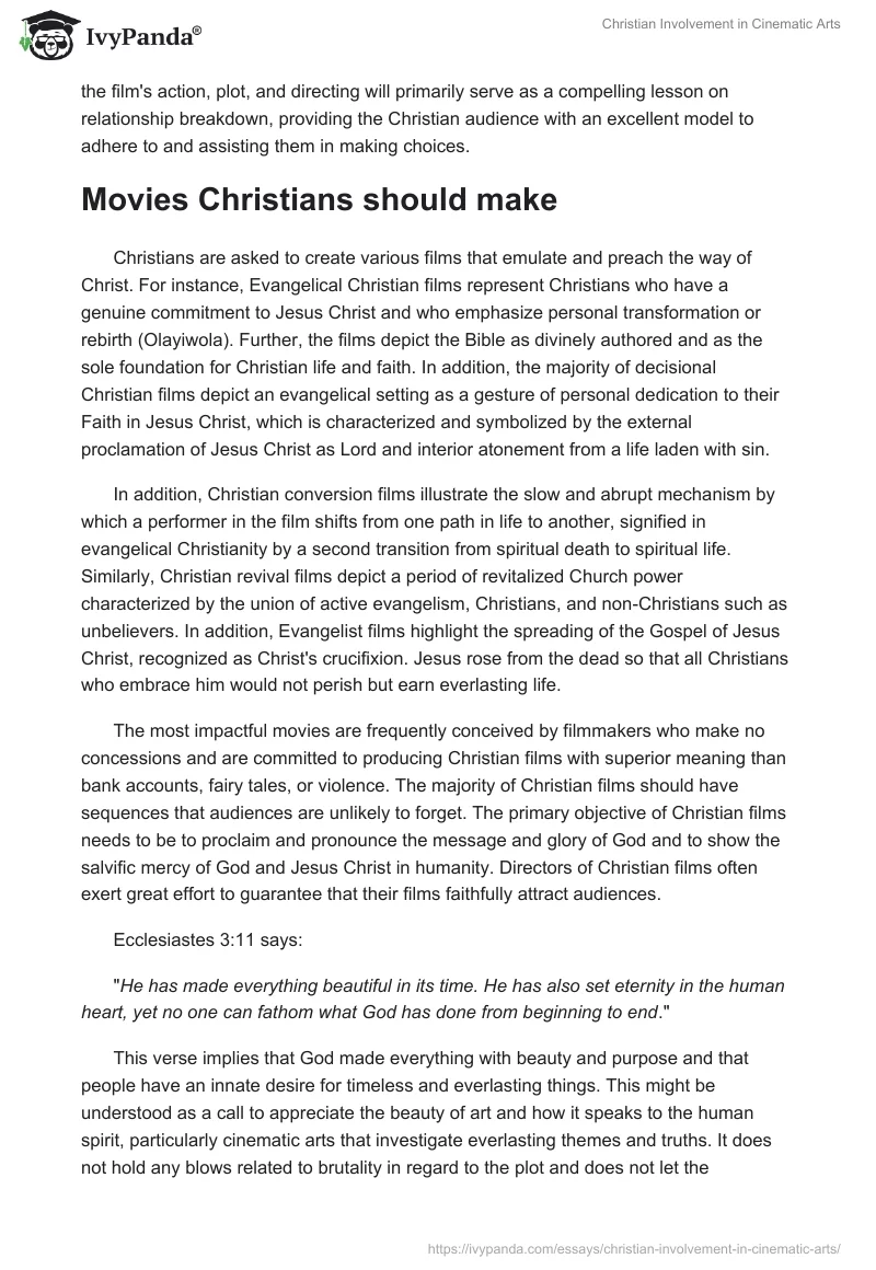 Christian Involvement in Cinematic Arts. Page 3
