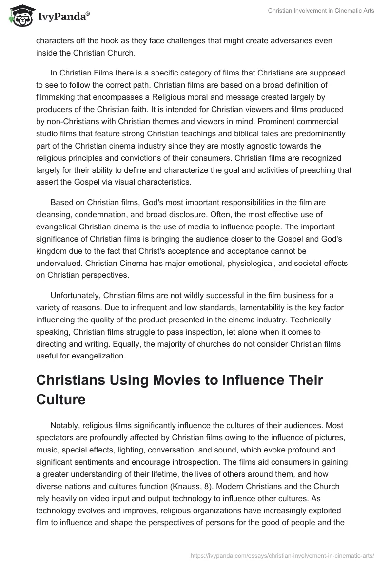 Christian Involvement in Cinematic Arts. Page 4