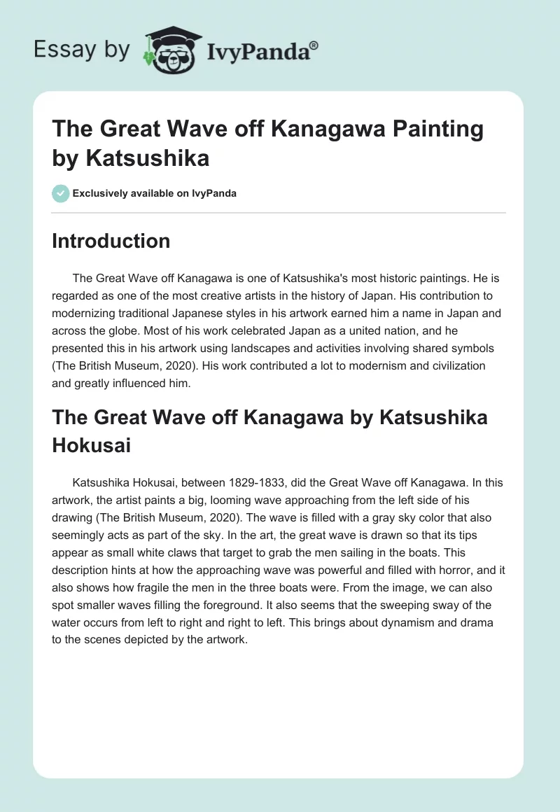 The Great Wave off Kanagawa Painting by Katsushika. Page 1