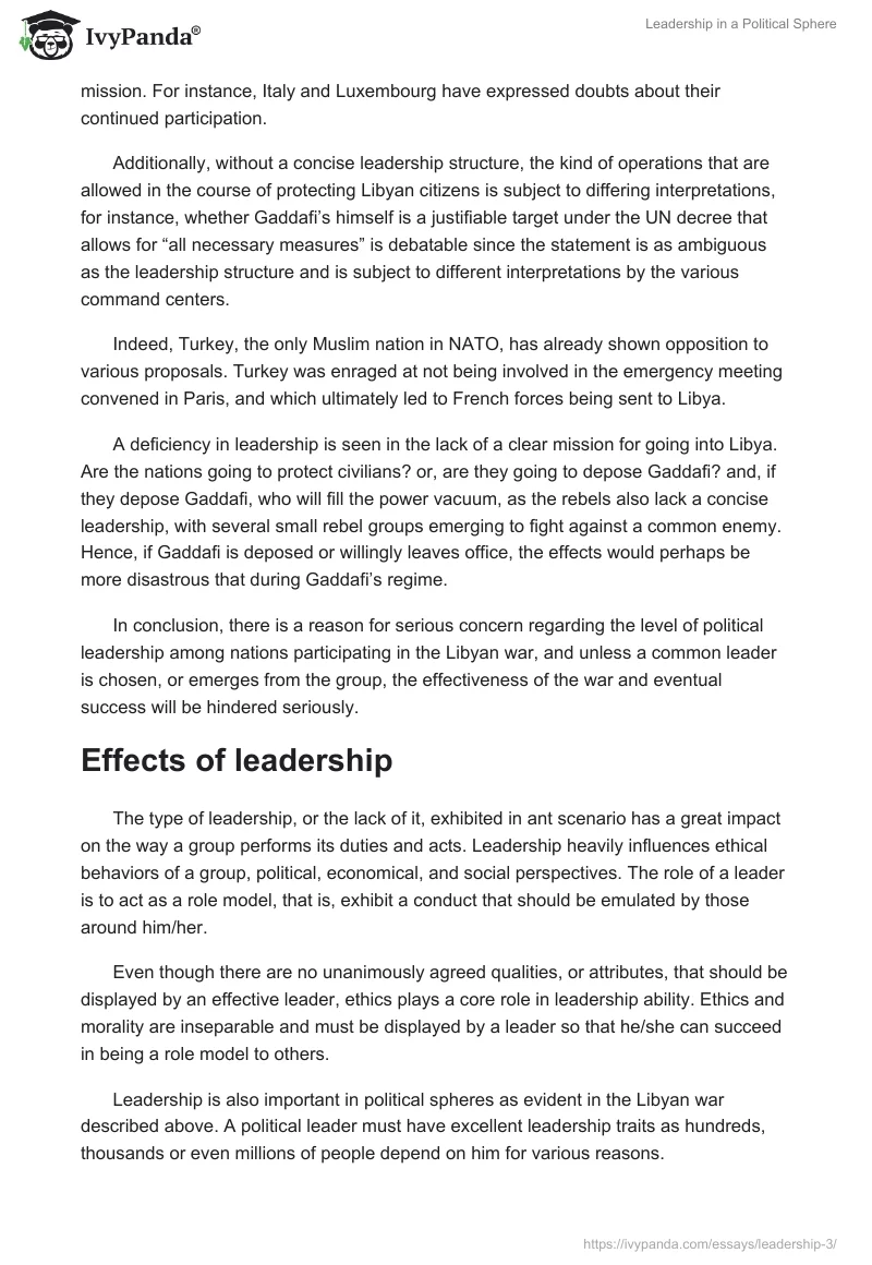 Leadership in a Political Sphere. Page 2