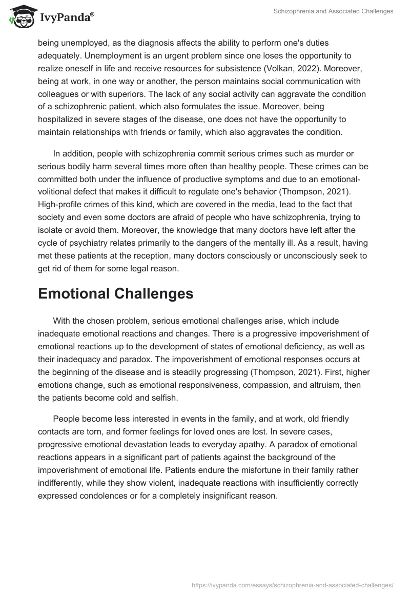 Schizophrenia and Associated Challenges. Page 3