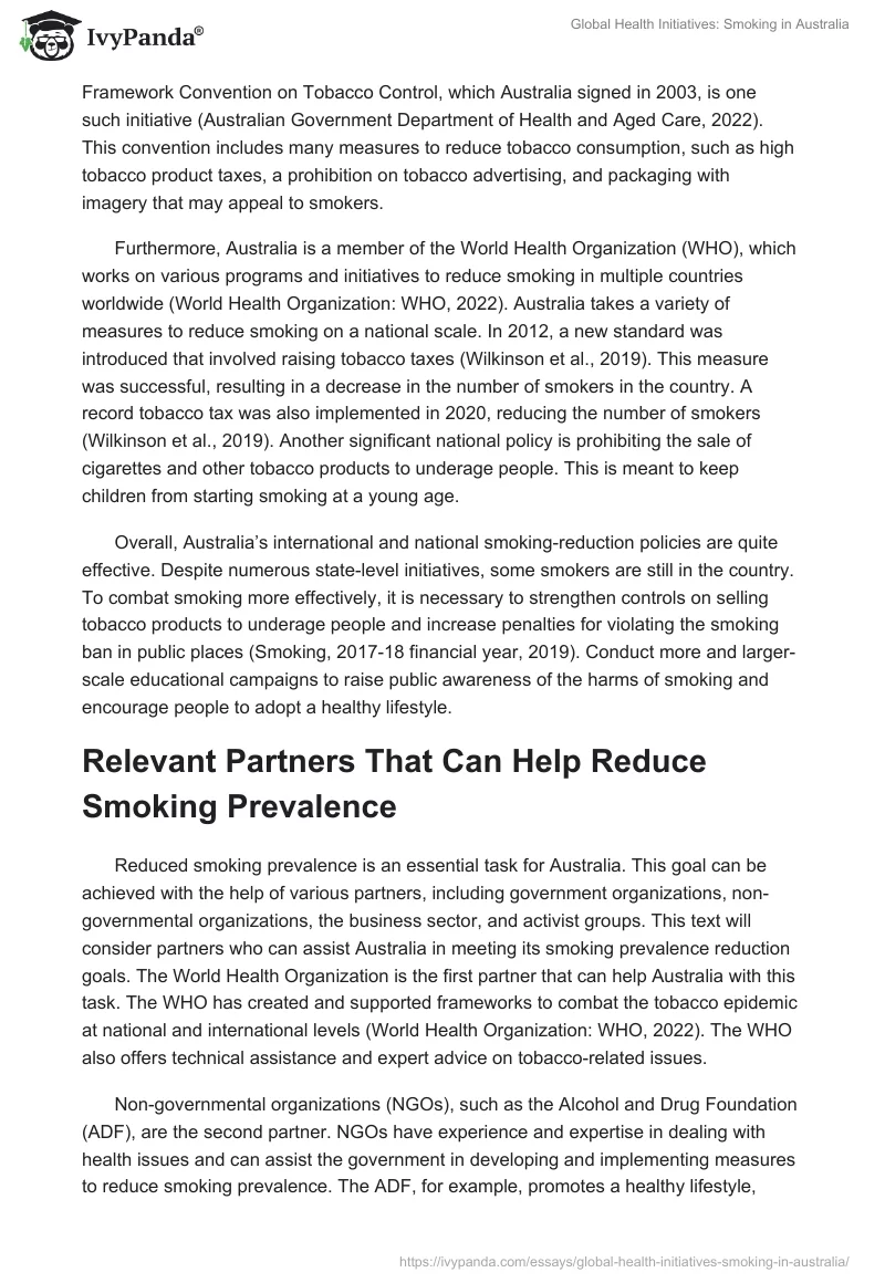 Global Health Initiatives: Smoking in Australia. Page 2