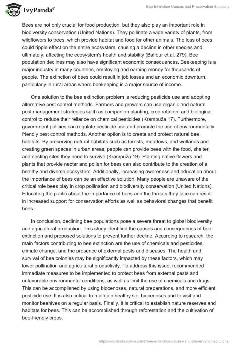 Bee Extinction Causes and Preservation Solutions. Page 2