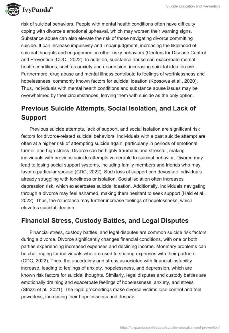 Suicide Education and Prevention. Page 2