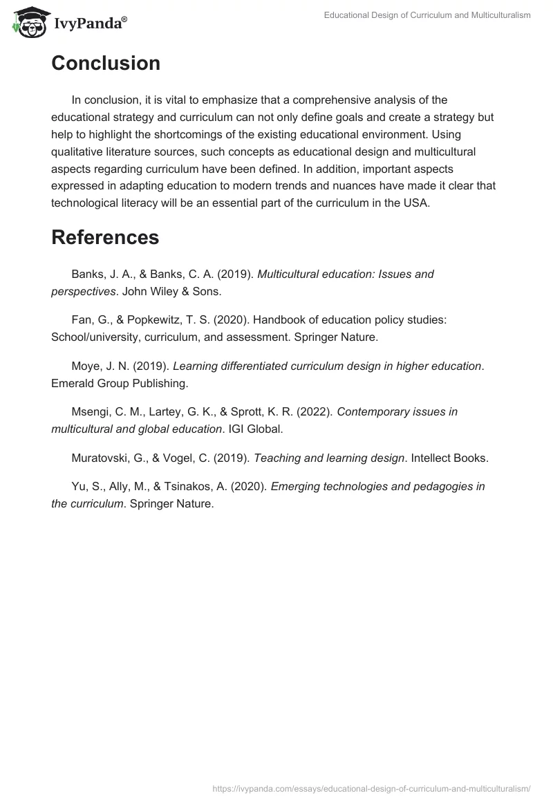 Educational Design of Curriculum and Multiculturalism. Page 4