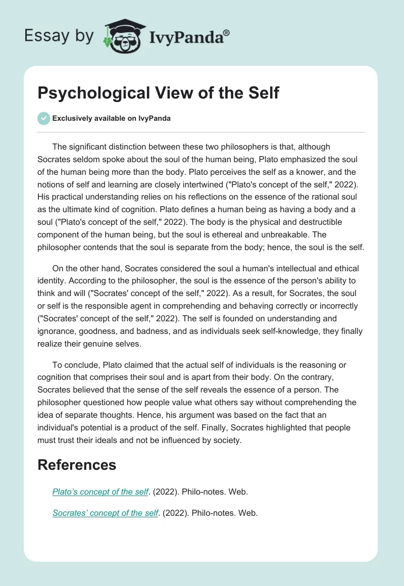 Psychological View of the Self. Page 1