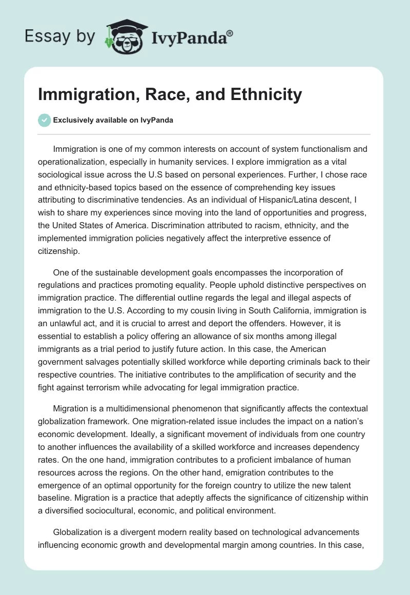 Immigration, Race, and Ethnicity. Page 1