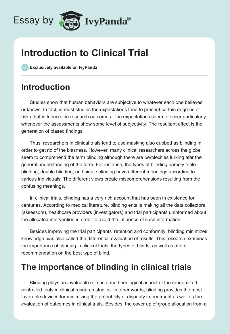 Introduction to Clinical Trial. Page 1