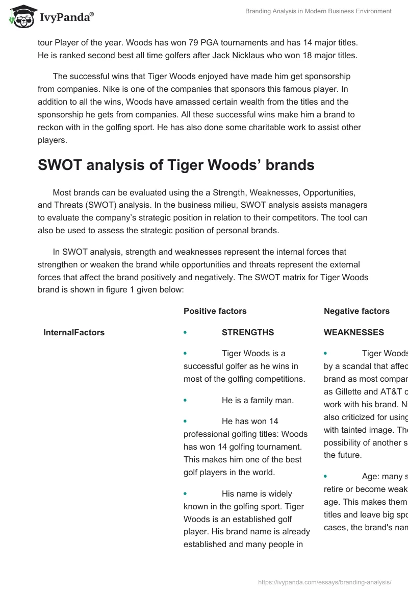 Branding Analysis in Modern Business Environment. Page 2