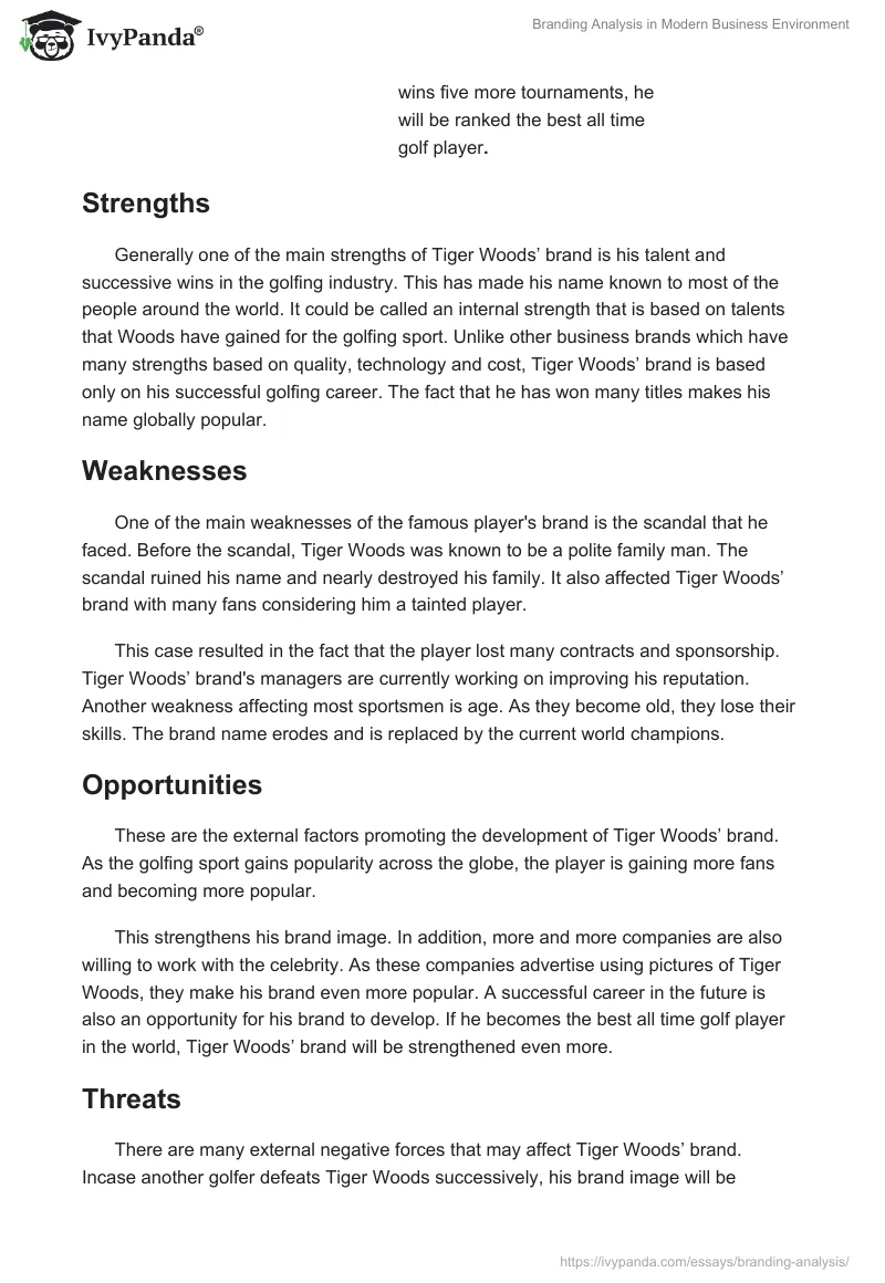Branding Analysis in Modern Business Environment. Page 4