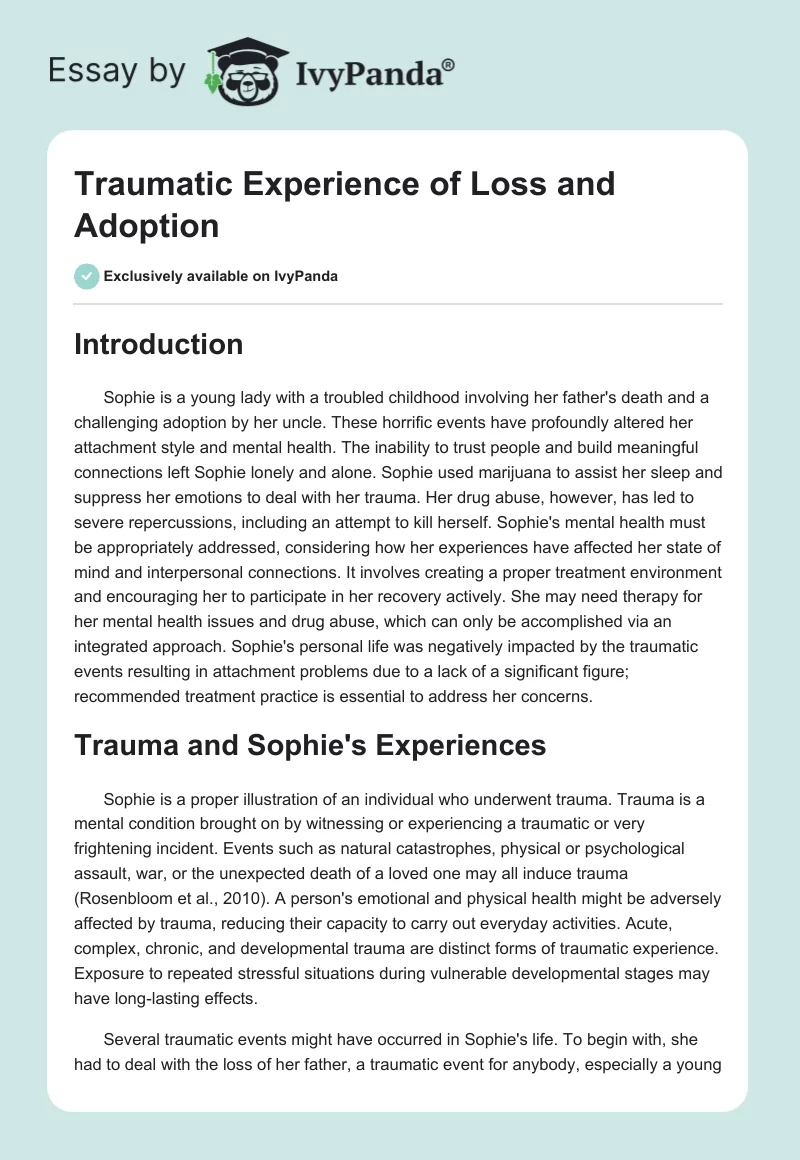 Traumatic Experience of Loss and Adoption. Page 1