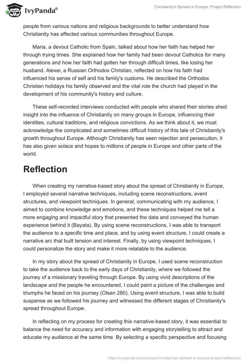 Christianity's Spread in Europe: Project Reflection. Page 2