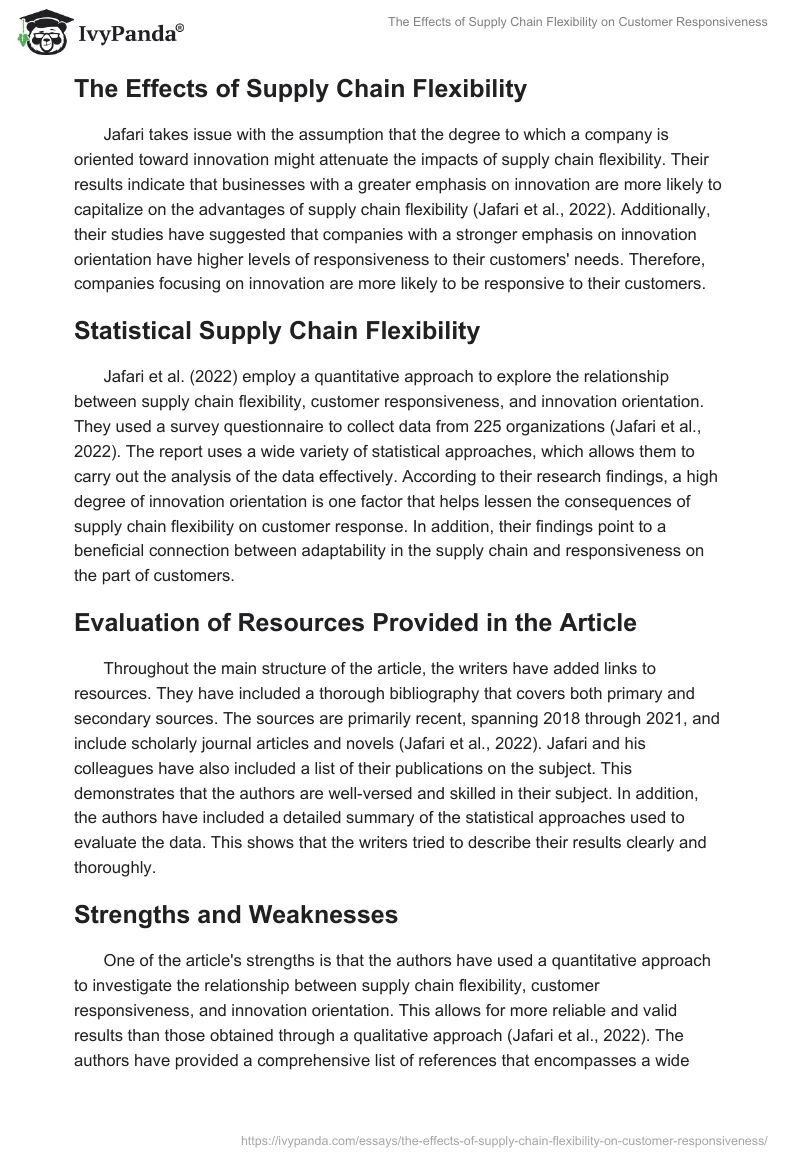 The Effects of Supply Chain Flexibility on Customer Responsiveness. Page 2
